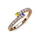 3 - Delise 3.40mm Round Yellow Sapphire and Tanzanite with Side Diamonds Bypass Ring 