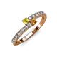 3 - Delise 3.40mm Round Yellow Sapphire and Citrine with Side Diamonds Bypass Ring 