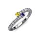 3 - Delise 3.40mm Round Yellow Sapphire and Iolite with Side Diamonds Bypass Ring 