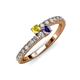 3 - Delise 3.40mm Round Yellow Sapphire and Iolite with Side Diamonds Bypass Ring 
