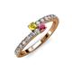 3 - Delise 3.40mm Round Yellow Sapphire and Rhodolite Garnet with Side Diamonds Bypass Ring 