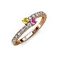 3 - Delise 3.40mm Round Yellow and Pink Sapphire with Side Diamonds Bypass Ring 