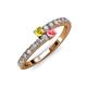 3 - Delise 3.40mm Round Yellow Sapphire and Pink Tourmaline with Side Diamonds Bypass Ring 