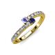 3 - Delise 3.40mm Round Tanzanite and Blue Sapphire with Side Diamonds Bypass Ring 