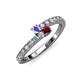3 - Delise 3.40mm Round Tanzanite and Ruby with Side Diamonds Bypass Ring 