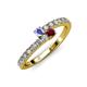 3 - Delise 3.40mm Round Tanzanite and Ruby with Side Diamonds Bypass Ring 