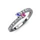 3 - Delise 3.40mm Round Tanzanite and Pink Sapphire with Side Diamonds Bypass Ring 