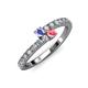 3 - Delise 3.40mm Round Tanzanite and Pink Tourmaline with Side Diamonds Bypass Ring 