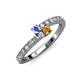 3 - Delise 3.40mm Round Tanzanite and Citrine with Side Diamonds Bypass Ring 