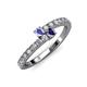 3 - Delise 3.40mm Round Tanzanite and Iolite with Side Diamonds Bypass Ring 