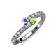 3 - Delise 3.40mm Round Tanzanite and Peridot with Side Diamonds Bypass Ring 