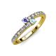 3 - Delise 3.40mm Round Tanzanite and Aquamarine with Side Diamonds Bypass Ring 