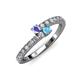 3 - Delise 3.40mm Round Tanzanite and Blue Topaz with Side Diamonds Bypass Ring 
