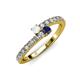3 - Delise 3.40mm Round White and Blue Sapphire with Side Diamonds Bypass Ring 