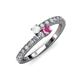 3 - Delise 3.40mm Round White and Pink Sapphire with Side Diamonds Bypass Ring 