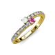 3 - Delise 3.40mm Round White and Pink Sapphire with Side Diamonds Bypass Ring 