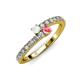 3 - Delise 3.40mm Round White Sapphire and Pink Tourmaline with Side Diamonds Bypass Ring 
