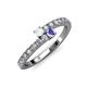 3 - Delise 3.40mm Round White Sapphire and Tanzanite with Side Diamonds Bypass Ring 