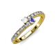 3 - Delise 3.40mm Round White Sapphire and Tanzanite with Side Diamonds Bypass Ring 