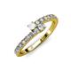 3 - Delise 3.40mm Round White Sapphire and Diamond with Side Diamonds Bypass Ring 