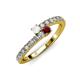 3 - Delise 3.40mm Round White Sapphire and Ruby with Side Diamonds Bypass Ring 