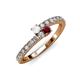 3 - Delise 3.40mm Round White Sapphire and Ruby with Side Diamonds Bypass Ring 