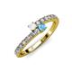 3 - Delise 3.40mm Round White Sapphire and Blue Topaz with Side Diamonds Bypass Ring 