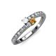 3 - Delise 3.40mm Round White Sapphire and Citrine with Side Diamonds Bypass Ring 