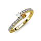 3 - Delise 3.40mm Round White Sapphire and Citrine with Side Diamonds Bypass Ring 