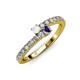 3 - Delise 3.40mm Round White Sapphire and Iolite with Side Diamonds Bypass Ring 