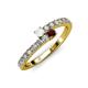 3 - Delise 3.40mm Round White Sapphire and Red Garnet with Side Diamonds Bypass Ring 