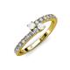 3 - Delise 3.40mm Round White Sapphire with Side Diamonds Bypass Ring 