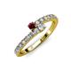3 - Delise 3.40mm Round Ruby and Diamond with Side Diamonds Bypass Ring 