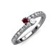 3 - Delise 3.40mm Round Ruby and White Sapphire with Side Diamonds Bypass Ring 