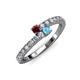 3 - Delise 3.40mm Round Ruby and Blue Topaz with Side Diamonds Bypass Ring 