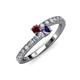 3 - Delise 3.40mm Round Ruby and Iolite with Side Diamonds Bypass Ring 