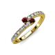 3 - Delise 3.40mm Round Ruby and Red Garnet with Side Diamonds Bypass Ring 
