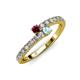 3 - Delise 3.40mm Round Ruby and Aquamarine with Side Diamonds Bypass Ring 