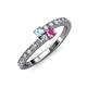 3 - Delise 3.40mm Round Aquamarine and Pink Sapphire with Side Diamonds Bypass Ring 