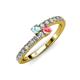 3 - Delise 3.40mm Round Aquamarine and Pink Tourmaline with Side Diamonds Bypass Ring 