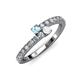3 - Delise 3.40mm Round Aquamarine and White Sapphire with Side Diamonds Bypass Ring 
