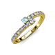 3 - Delise 3.40mm Round Aquamarine and Diamond with Side Diamonds Bypass Ring 