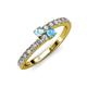 3 - Delise 3.40mm Round Aquamarine and Blue Topaz with Side Diamonds Bypass Ring 