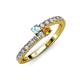 3 - Delise 3.40mm Round Aquamarine and Citrine with Side Diamonds Bypass Ring 