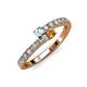 3 - Delise 3.40mm Round Aquamarine and Citrine with Side Diamonds Bypass Ring 