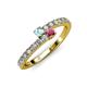 3 - Delise 3.40mm Round Aquamarine and Rhodolite Garnet with Side Diamonds Bypass Ring 