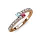 3 - Delise 3.40mm Round Aquamarine and Rhodolite Garnet with Side Diamonds Bypass Ring 