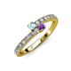 3 - Delise 3.40mm Round Aquamarine and Amethyst with Side Diamonds Bypass Ring 
