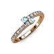 3 - Delise 3.40mm Round Aquamarine with Side Diamonds Bypass Ring 