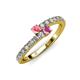 3 - Delise 3.40mm Round Pink Tourmaline and Pink Sapphire with Side Diamonds Bypass Ring 
